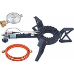 Gas-Hockerkocher Profi 10,5 KW 3-Fuß Hockerkocher 18 cm Gussbrenner mit Zündsicherung und Piezozünder inkl. Schlauch u. Regler