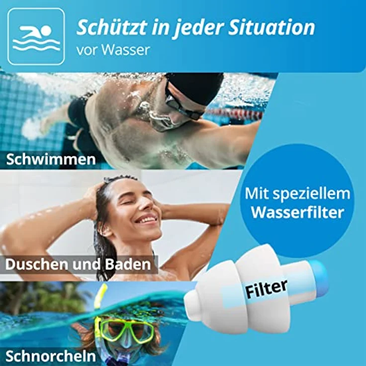 Alpine SwimSafe Ohrstöpsel, Wasserdichte Ohrstöpsel zum Schwimmen, Halten Wasser Fern, Bequemes Hypoallergenes Material, Wiederverwendbare Ohrstöpsel – Bild 2