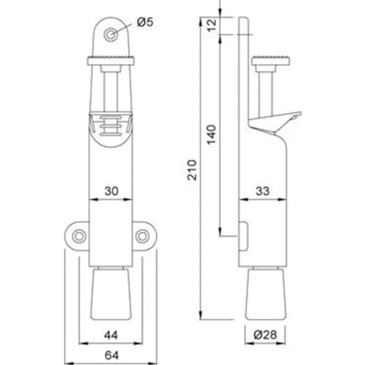 FORMAT KWS 1026 Türfeststeller, 30 mm Hub mit grauem Gummistopfen, Stahlgehäuse, für Türgewicht bis 40 kg – Bild 2