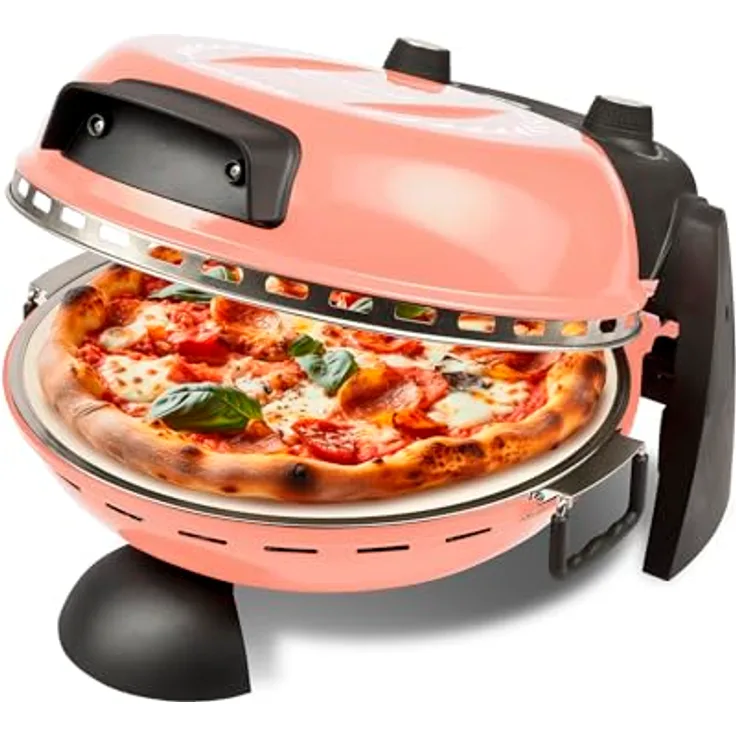G3Ferrari Delizia G1017715 Pizzaofen, Special Edition in Coral Passion, bis 400°C, mit feuerfestem Wende-Pizzastein und Pizzacutter