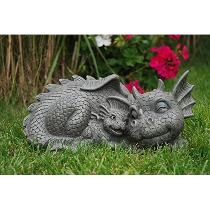 MystiCalls Gartenfigur Gartendrache - Modell Mutterliebe - Fantasy Figur Deko Drache Garten – Bild 3