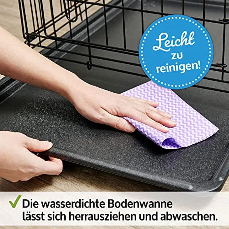 zooprinz Faltbare Hundebox aus stabilem Eisen, Hundekäfig mit 2 Türen und herausnehmbarer Bodenschale, transportabel mit Griff, in 4 Größen verfügbar (77,5 x 48,5 x 55,5 cm) – Bild 3
