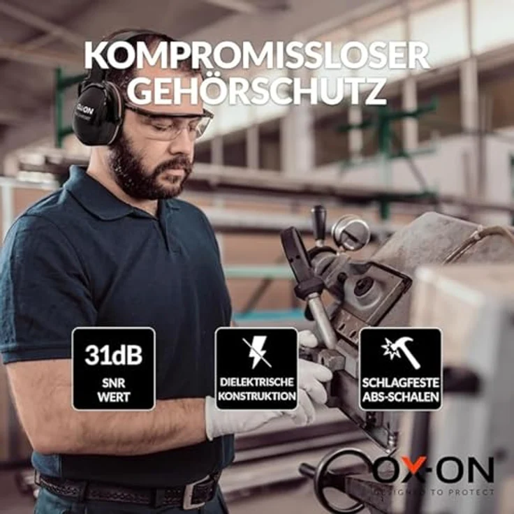 Ox-On Gehörschützer D1 Comfort, effektiver Gehörschutz in schwarz – Bild 2
