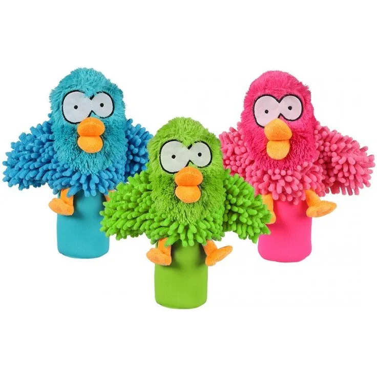 Coockoo Tierkuscheltier Hundespielzeug Oohoo blau, Plüschspielzeug mit Kunststoffflasche und Quietscher, 27 cm