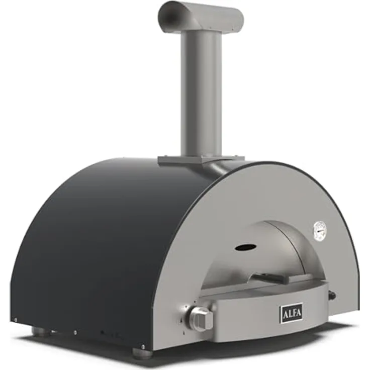 Alfa Forni Classico 2 Pizze Hybrid Pizzaofen, Gas- und Holzbefugung, Schiefer Grau, 500 °C, 60 x 50 cm Backfläche
