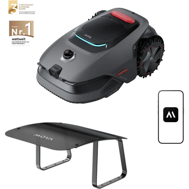 MOVA LiDAX Ultra 1600 Mähroboter (inkl. Garage), 3D-LiDAR & AI Vision, 5 cm Kantenschnitt, Tierschutz-Modus, für Flächen bis 1600 m²