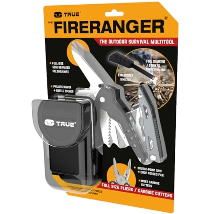 True Utility Fireranger Multitool - Mehrzweckmesser mit 70-mm-Klinge, 10 Funktionen und strapazierfähiger Tragetasche für Outdoor, Camping und Heimwerken – Bild 3
