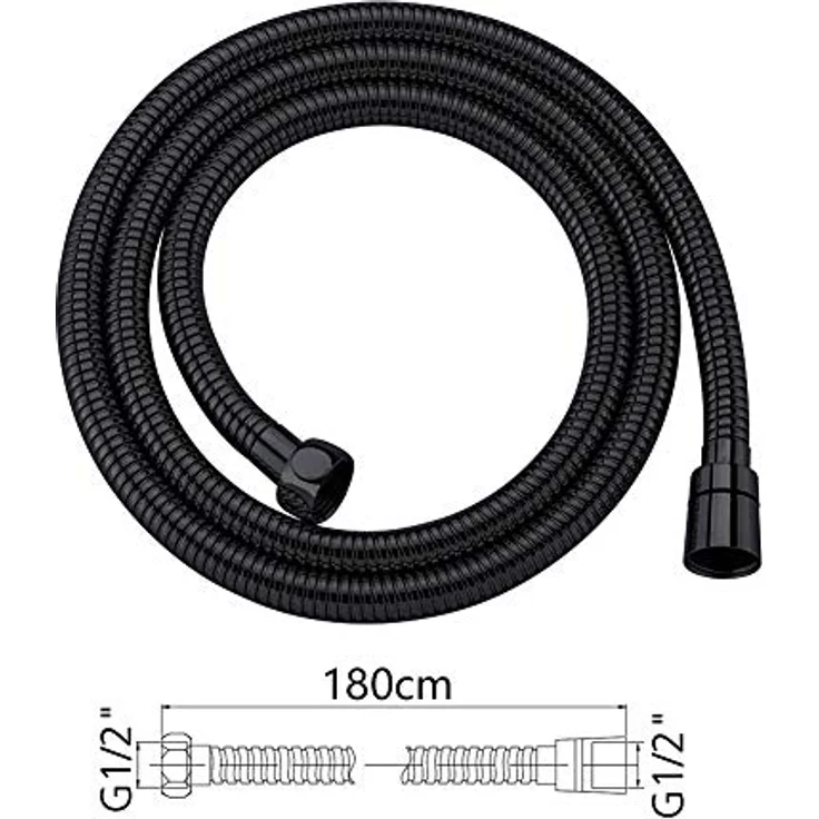 GRIFEMA G851B-18 Verdrehschutz Brauseschlauch, Duschschlauch, 1.8M, Edelstahl, Schwarz [Exklusiv bei Amazon] – Bild 2