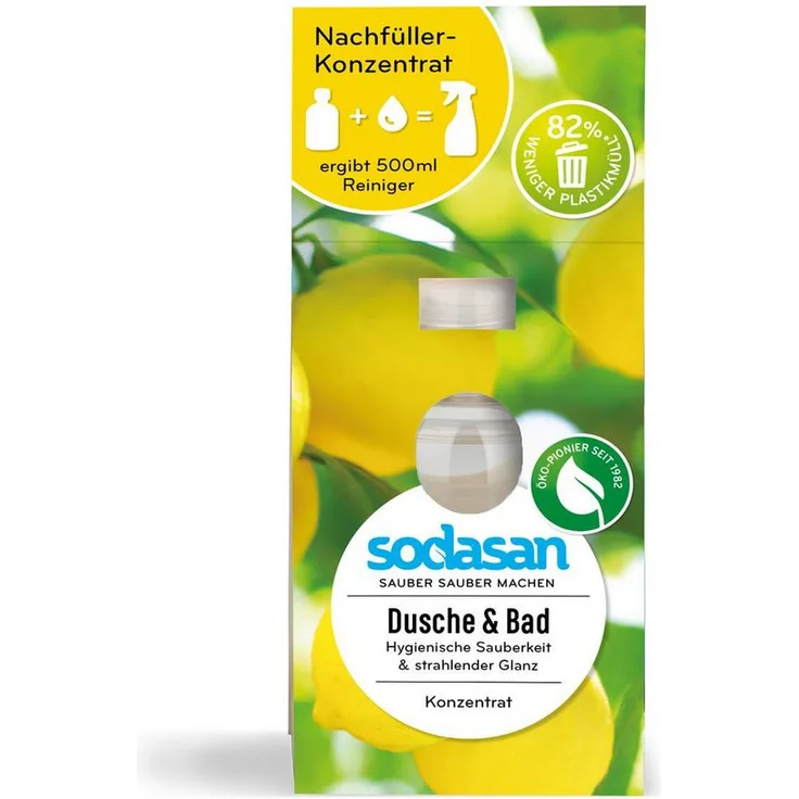 Sodasan Dusche & Bad Konzentrat, 0,1L - effektiver Badreiniger mit reinem Lemongrass-Duft, ideal für kratzempfindliche Oberflächen