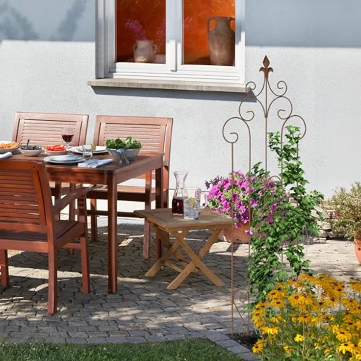 relaxdays Rankgitter Metall Vintage, 1 Stück, 1er Pack, Braun, Dekoratives Gitterspalier für rankende Zier- und Nutzpflanzen im Garten – Bild 3