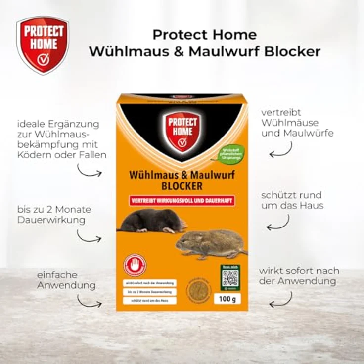 Protect Home Wühlmaus & Maulwurf Blocker, Vergrämungsmittel mit sofortiger Wirkung, 100 g – Bild 2
