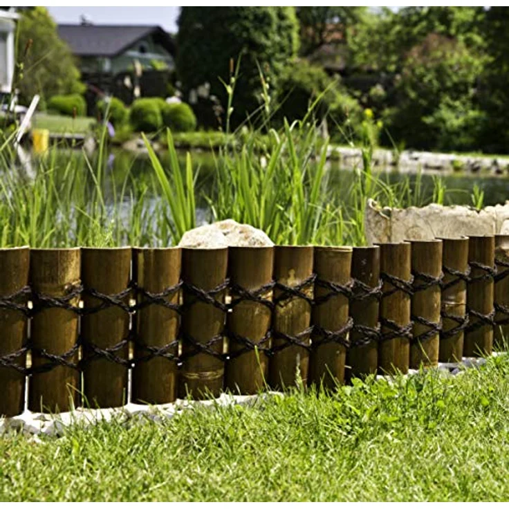 Windhager Beeteinfassung Bambus, Steckzaun, Rasenkante, Beetumrandung, Palisade, 90 x 20cm (35 cm inkl. Befestigungsfüße), 06899 – Bild 4