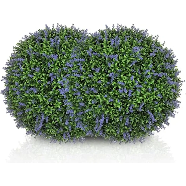 HOMCOM Kunstpflanze 2er-Set, 42 cm, in Kugelform Lavendel, lebendiges Design, UV-geschützt, Violett+Grün – Bild 2