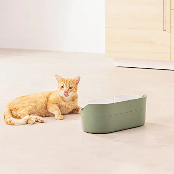 Navaris Futterstation für Katzen und Hunde inkl. Aufbewahrung - Anti-Spill Futternapf Set - 2X Fressnapf für Wasser Nass- und Trockenfutter erhöht – Bild 4
