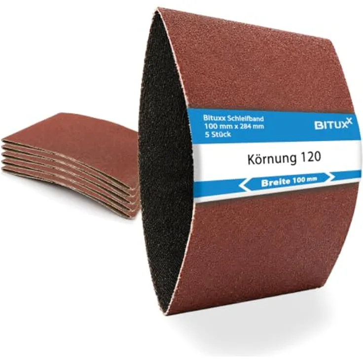 MS-Point 5x Schleifband Schleifpapier 120, 100x284mm für Satiniermaschinen mit Normalkorund, rot