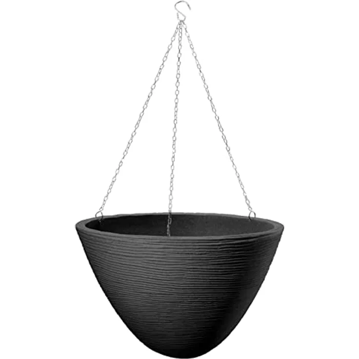 Dehner Hängeampel Vino, Ø 33 cm, Höhe ca. 25 cm, Kunststoff, dunkelgrau