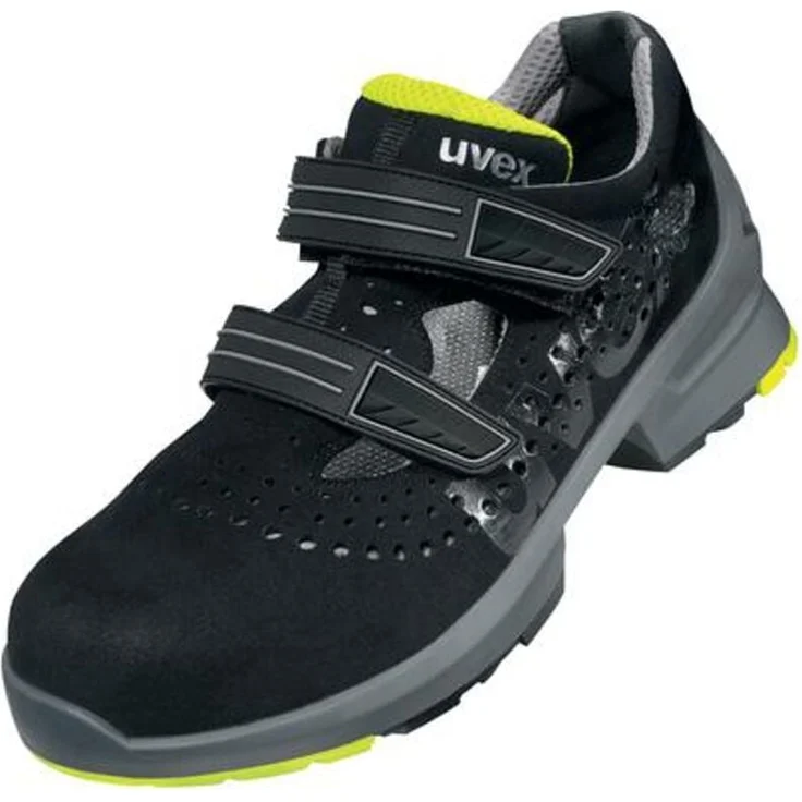 Uvex 1 Sicherheitssandalen S1 SRC ESD, Lime-Schwarz, Weite 14 / Extra Breit, atmungsaktiv, metallfrei, rutschfest