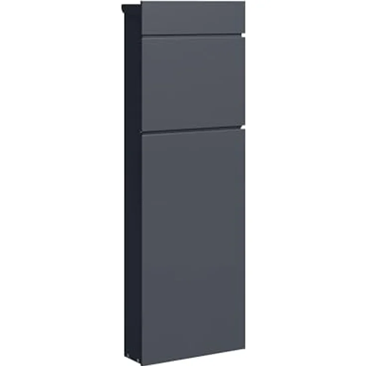 relaxdays Standbriefkasten Stahl, anthrazit, mit Zylinderschloss und breitem Briefschlitz – Bild 1