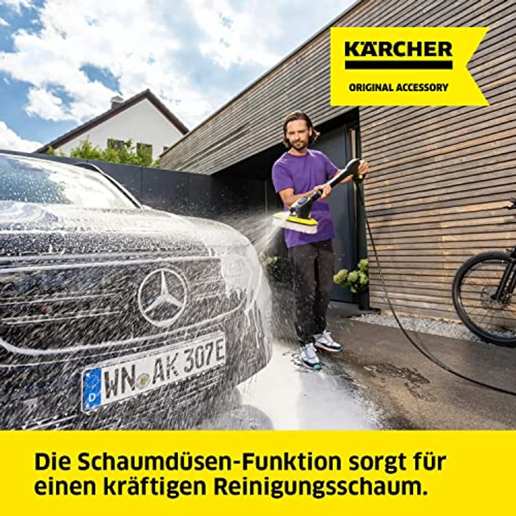 Kärcher WB 7 Plus 3-in-1 Waschbürste, 3 Funktionen: Schaumdüse, Hochdruck-Flachstrahldüse, weiche Bürste, originales Zubehör für die Kärcher Hochdruckreiniger K 2-K 7 – Bild 4