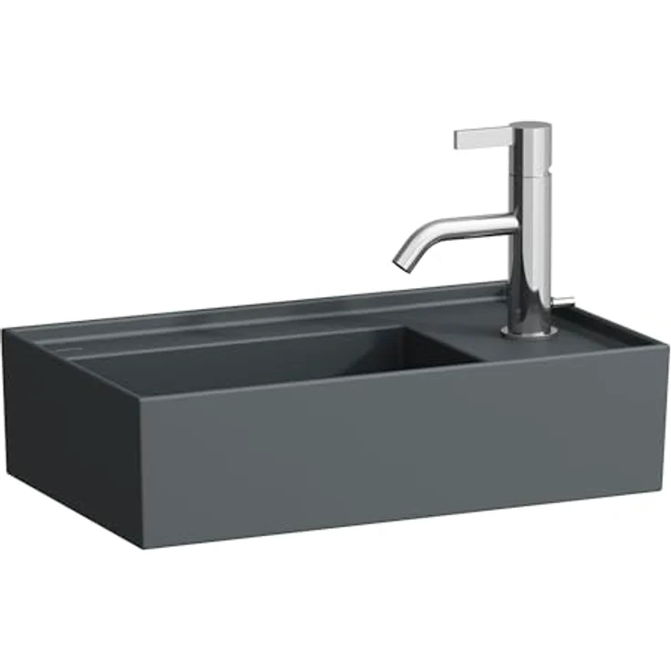 LAUFEN Kartell Handwaschbecken, unterbaufähig, Armaturenbank rechts, ohne Hahnloch, ohne Überlauf, 460x280mm, Farbe: Graphit matt – Bild 3