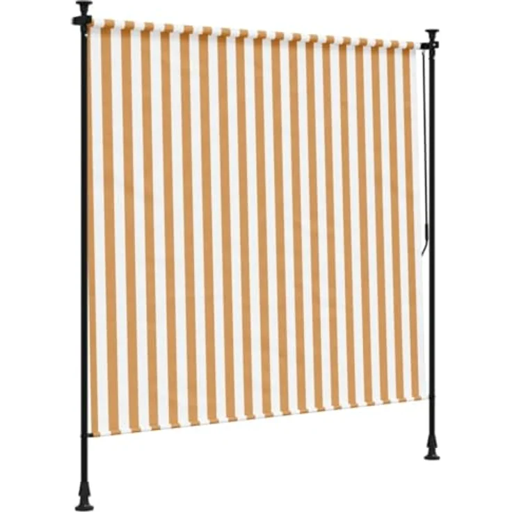vidaXL Außenrollo, Senkrechtmarkise mit Kurbel, Einziehbarer Sichtschutz, Orange Weiß 200x270cm Stoff Stahl – Bild 5