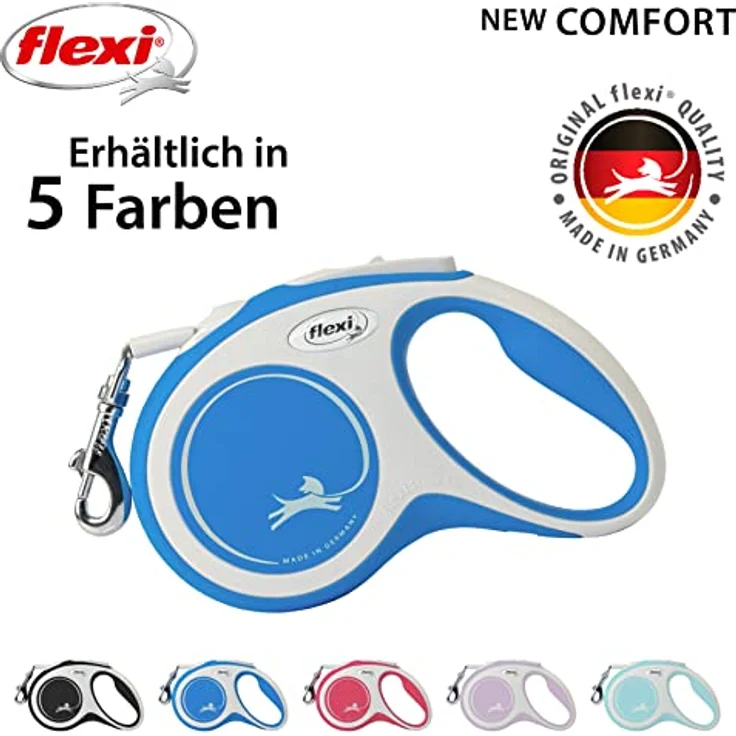 Kerbl Flexi Leine New Comfort Gurt Rollleine, Hundführleine Hundeleine, blau, 15 kg – Bild 3