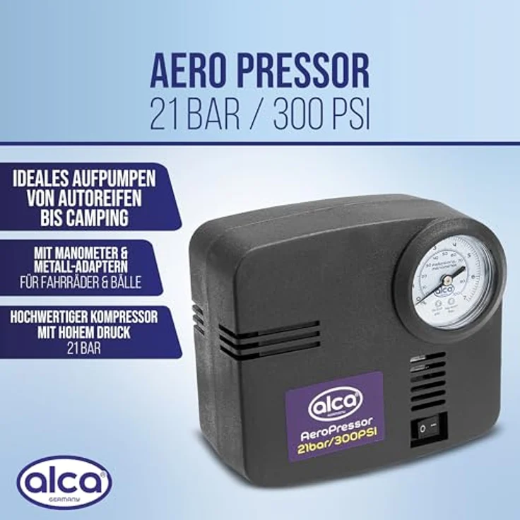 alca® Auto Kompressor mini 12V elektrische Luftpumpe Luftkompressor 21 bar Zigarettenanzünder – Bild 2