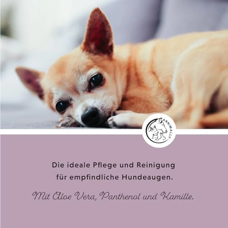Annimally Augenpflege Pads für Hunde & Katzen - 100x Augenpads bei Tränenflecken und zur Augenreinigung - Augenreiniger zur Augen Pflege & Reinigung mit Aloe Vera, Kamille und Panthenol – Bild 3