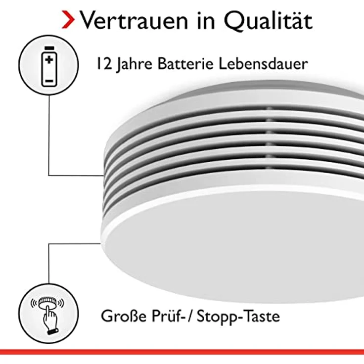 Pyrexx XSD100 Rauchwarnmelder - 1 Stück - 12 Jahre Batterie mit Magnet-Halterung ohne Bohren und LED-Blinken, Zertifiziert nach Q-Label, Weiß – Bild 2