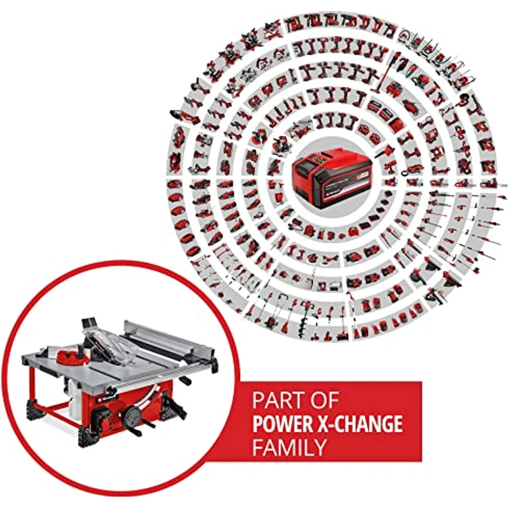 Einhell Akku-Tischkreissäge TE-TS 36-210 Li-Solo Power X-Change PXC (36 V, Li-Ion, 210 x 30 mm Sägeblatt, 3800 (1-min), Tischverbreiterung rechts, inkl. Winkelanschlag, ohne Akku und Ladegerät) – Bild 2