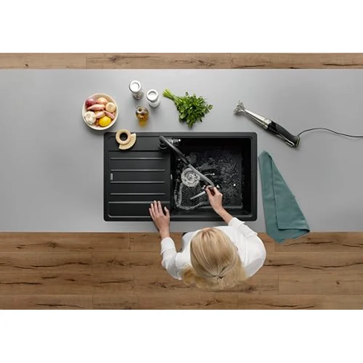 Blanco MIDA-S Küchenarmatur, Ausziehbare Schlauchbrause mit 360° schwenkbarem Auslauf, SILGRANIT-Look Softweiß – Bild 2