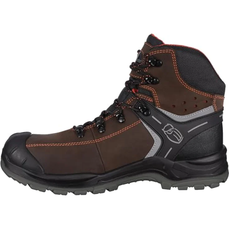 LEIBWÄCHTER L6310 Parma, niedrige Stiefel S3, braunes Crazy-Horse-Leder, mit Fiberglas-Zehenschutzkappe und PU-Überkappe, rutschhemmende Laufsohle – Bild 6