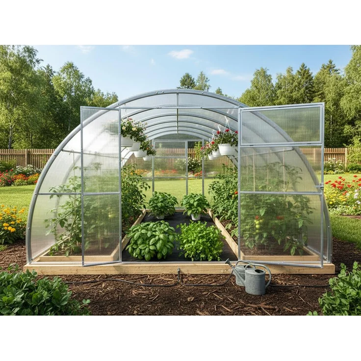 Garten Dream Gewächshaus „Sofia“ 3,5 x 8 m, 6 mm Polycarbonat mit Tür an jedem Ende, hohe Stabilität für raue Klimazonen