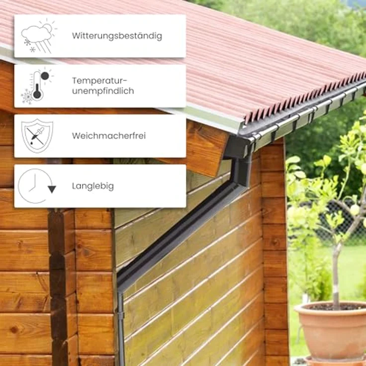 INEFA Rinnenboden Rechts PVC NW 68 Kastenrinne, Braun, witterungs- und UV-beständig, einfache Montage – Bild 5