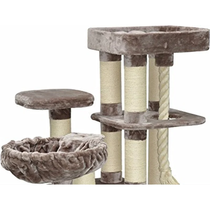 nanook Kratzbaum Memphis XXL - hochwertiger 600 gr. Plüsch - für schwere große Katzen - 158 x 85 x 49 cm - grau braun - 51 kg – Bild 3