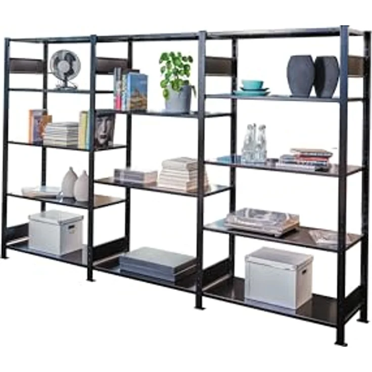 Schulte Kellerregal 32650-3-S, Schwerlastregal aus Stahl, schwarz, 300 x 50 x 200 cm, ideal für schwere Gegenstände – Bild 1