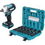 Makita DTW 300 z Akku Schlagschrauber 18 V, 330 Nm, 1/2' Brushless mit 14-teiligem Steckschlüssel Set, ohne Akku und Ladegerät