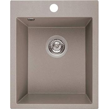 Granit Spülbecken 40x49,5cm In Graphit - Moderne Einbauspüle Mit Ablage & Inkl. Siphon