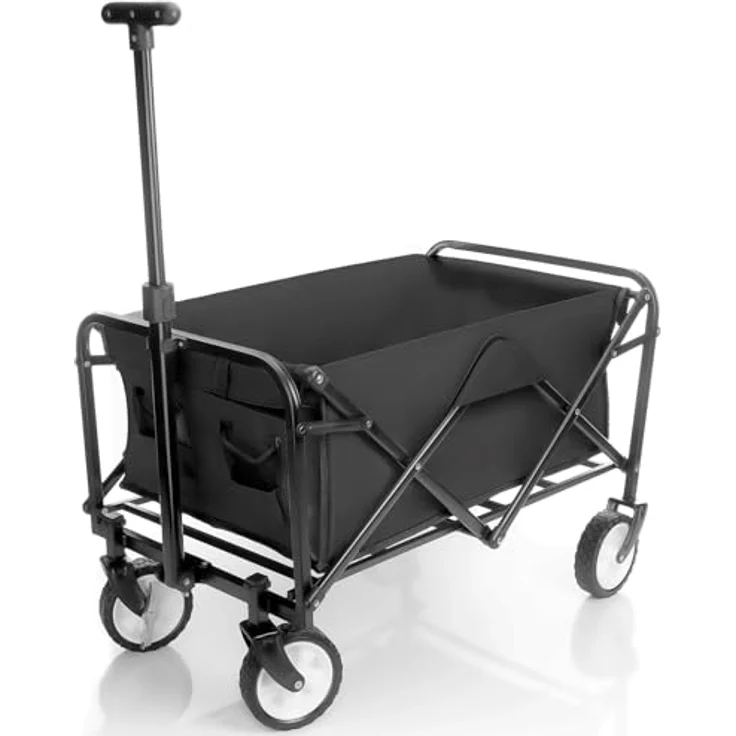 BigDean faltbarer Bollerwagen schwarz, robust bis 80 kg belastbar, platzsparend für Ausflüge und Einkäufe – Bild 1