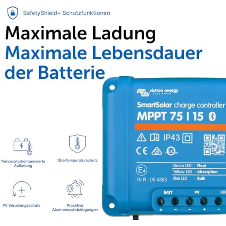 Victron Energy SmartSolar MPPT 75/15, Solar-Laderegler mit Bluetooth, ultraschnellem MPPT und intelligenter Batteriespannungserkennung – Bild 8