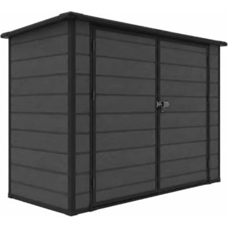 Koll Living Fahrradgarage Velik, 211 x 102 x 150 cm, 3,1 m³, grau, Doppeltür, Pultdach, UV- & witterungsbeständig, platzsparend