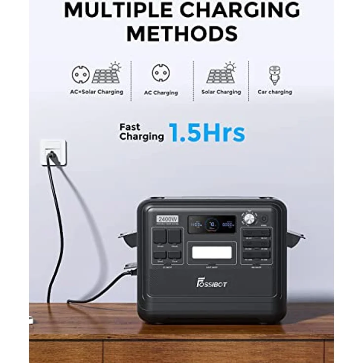 FOSSIBOT Tragbare Powerstation F2400, Solar Generator 2048Wh LiFePO4 Batterie-Backup mit 2400W AC Ausgängen (4800W Peak), Power station Stromspeicher für Outdoor-Camping, Wohnmobil Hausgebrauch – Bild 3