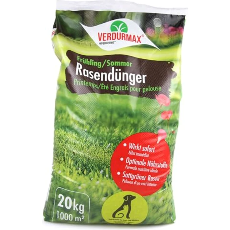 Höfer Chemie 20 kg Rasendünger Frühling/Sommer mit NPK-Formel (14-3-8), Magnesium & Schwefel – Bild 1