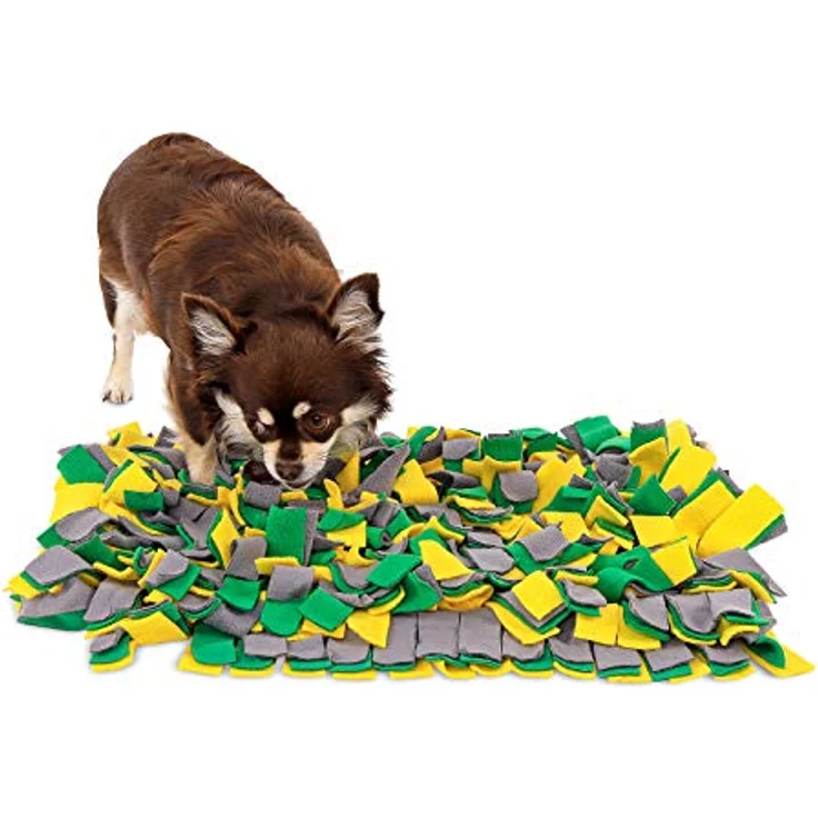 lionto Schnüffelteppich für Hunde Suchteppich Trainingsmatte, (S) 50x34 cm gelb/grün – Bild 1