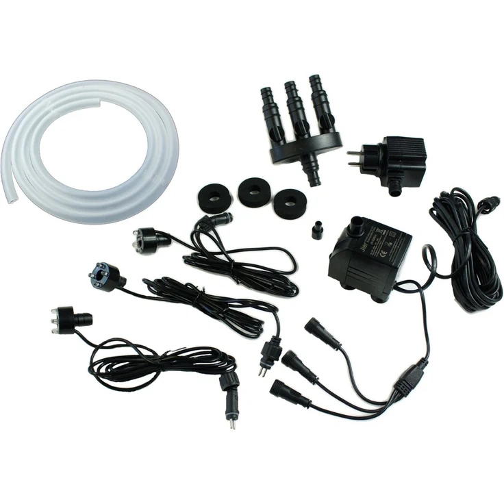 Arnusa Springbrunnenpumpe Komplett Set mit LED Beleuchtung und 3m Schlauch, Gartenbrunnen Pumpe DIY Wasserspiel Set, 1500L/h, Schwarz – Bild 1