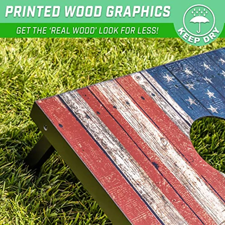 GoSports Classic Cornhole Set - Includes 8 Bean Bags, Travel Case and Game Rules (Choose Between Classic, American Flag, and Football Designs) - Preisvergleich – Bild 3