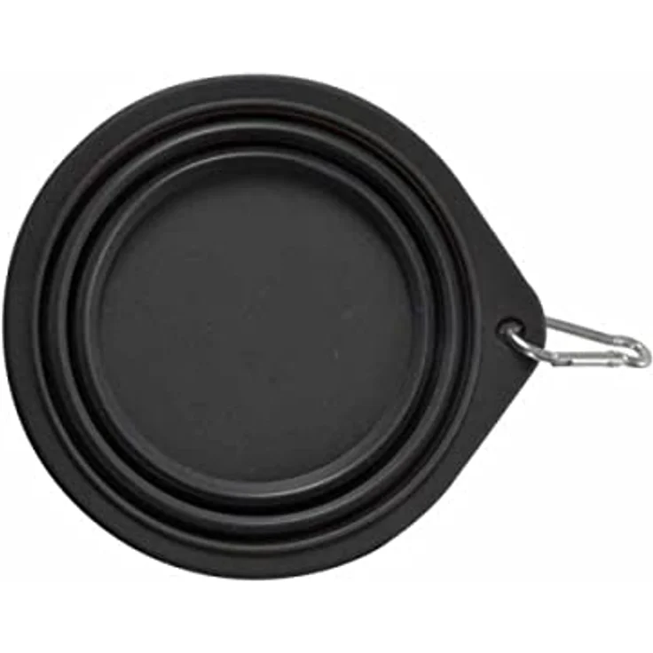 SONDEY Einziehbarer Futternapf aus Silikon mit Karabiner, 550 ml, D15 x H6 cm, anthrazit, spülmaschinenfest, ideal für unterwegs – Bild 2