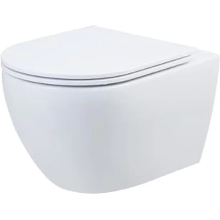 Primaster Wand WC Cerma, spülrandloser Tiefspüler in weiß inkl. WC Sitz, 4-6 Liter Spülmenge