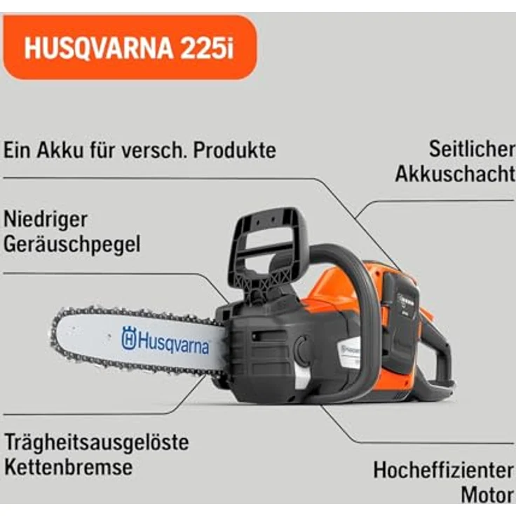 Husqvarna® Akku-Kettensäge "225i", 35 cm Schienenlänge, savE™ Modus, trägheitsausgelöste Kettenbremse, ohne Akku und Ladegerät – Bild 2
