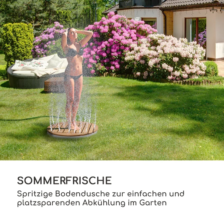 Cool Breeze Gartendusche Aluminium Teakholz Tragegriff Silber – Bild 2